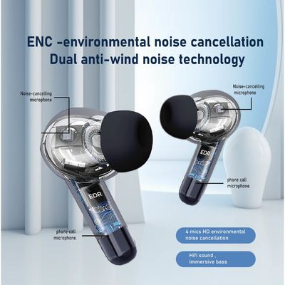 Private Mold Wireless HiFI Earbuds with Low Latency ANC ENC and Digital Display