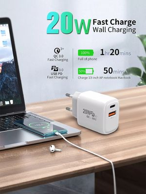 20W PD Fast Charging Adapter for Smart Watch and Multiple Phones A C Power Socket Home