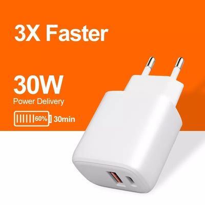 EU Plug 30W A C Charger PD Adapter for Fast Charging Laptops/Projectors