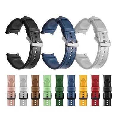 20mm Rubber Leather Watch Band Compatible with Samsung Watch Series Retro Replacement