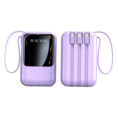 Socket Standard 10000mAh Mini Power Bank LED Display Power Charger with 4 Cables