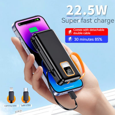 Outdoor 10000mAh TC Port Mini 22.5W Fast Charging Power Bank with Cable and Real Capacity