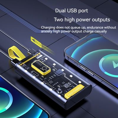 TYPE-C Input Interface Power Bank Transparent 10000mAh Mobile Power Supply for iPhone 15 14