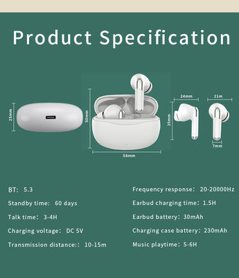 Wireless TWS Headset Low Latency ANC ENC Earbud with Private Mold and Digital Display