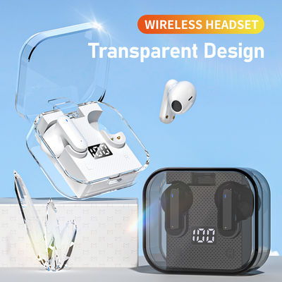 Wireless Music Gaming Headset with Digital Display and Transparent Case Low Latency 2024