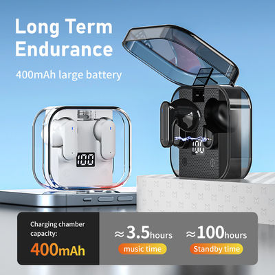 Wireless Music Gaming Headset with Digital Display and Transparent Case Low Latency 2024