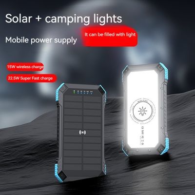 Outdoor Power Bank for iPhone 15 15W Wireless Output 22.5W Solar Charging and 3A Output