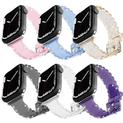 Popular Luxury Style for Apple Watch 45mm Clear Glitter Lace Diamond Replacement Band