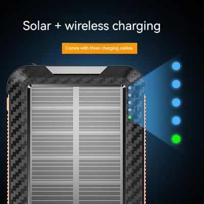 Li-Polymer Battery Solar Power Bank 10000mAh for iPhone 15 Wireless Charging and Outdoor