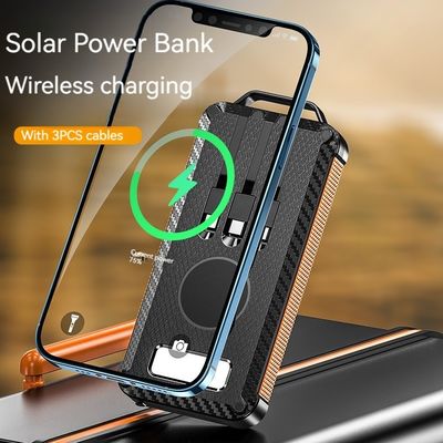 Li-Polymer Battery Solar Power Bank 10000mAh for iPhone 15 Wireless Charging and Outdoor