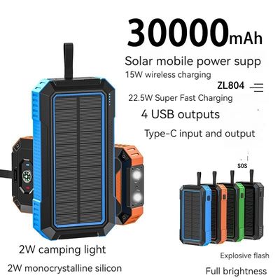 15W Output Power Private Mold Wireless Charging Solar Power Bank for iPhone 30000mAh