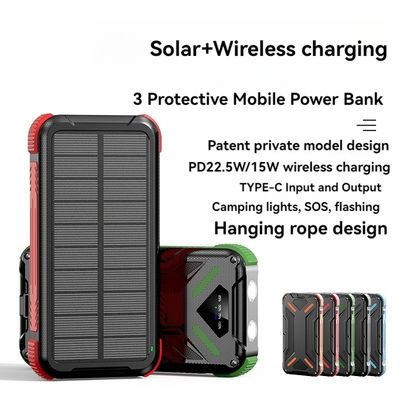 Wireless 15W/USB 22.5W Output Solar Power Bank 20000mAh for Cell Phones Smartphones