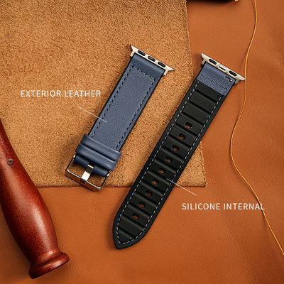 22mm Silicone Leather Watch Strap for iWatch Series 6 5 4 3 2 1 SE Luxury and Durable