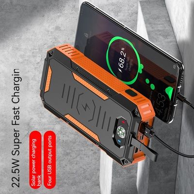 Wireless Charging Outdoor Power Bank 30000mAh with 22.5W Solar Panel and High Capacity