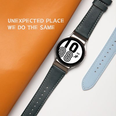 20mm Leather Watch Band for Samsung Galaxy Watch 4 Quick Release Genuine Leather Strap
