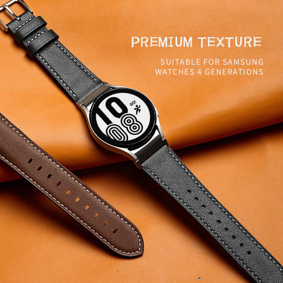 20mm Leather Watch Band for Samsung Galaxy Watch 4 Quick Release Genuine Leather Strap