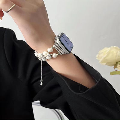 OEM ODM Women Metal Diamonds Jewelry Bracelet Wrist Band Fashion Handmade Watch Straps For iWatch Series 8 7 6 5 4 3 2 1